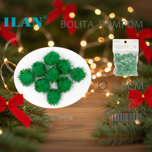 ILAN Bolita Pompom 0,8 cm Verde Decorazione Natalizia 100 Pezzi - Product Image 2