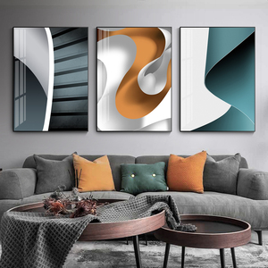 Commercio all'ingrosso Hotel progetto di decorazione per la casa moderna di cristallo geometrico in porcellana quadro dipinto astratto con cornice - Product Image 2