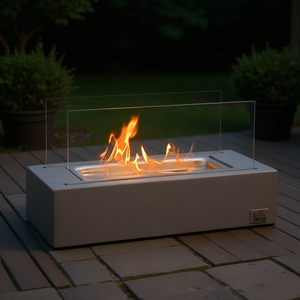 Caminetto da Tavolo Homcom 13 Pollici in Cemento Grigio Chiaro, Braciere a Alcol con Coperchio in Acciaio Inox, Stile Moderno per Interni ed Esterni - Product Image 2
