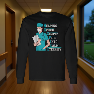 Camiseta de manga larga para enfermera de hospicio, diseño médico que ayuda a los demás a pasar a la eternidad en paz - Product Image 3