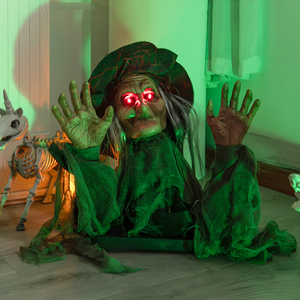 Décoration d'ambiance d'horreur pour maison hantée d'Halloween, pièce secrète, ornement électrique à induction, sorcière à moitié corps qui se balance et qui brille - Product Image 1