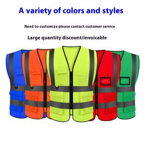 Gilet de sécurité réfléchissant de classe <span class=keywords><strong>2</strong></span> ANSI - Conforme à la norme OSHA - Vêtement de travail en coton jaune - Travaux de nuit - Travaux routiers - Équipes - Urgence - Lumineux - Product Image 3