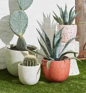 Attractive designs custom logo hotel ornaments outdoor terrazzo plant pot for garden decor