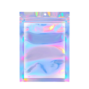 Z16 Biểu Tượng Tùy Chỉnh Sinh Thái Ba Chiều Mini Lưu Trữ Nhiệt Con Dấu Rõ Ràng Mylar Bạc Laser Bao Bì Thực Phẩm Dây Kéo Khóa Túi Với Treo Lỗ - Product Image 6