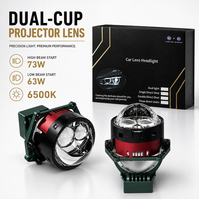 3.0 Inch 73W Laser Bi-LED Headlight Module 6500K White 9-16V Universal Retrofit High Power Dual Beam Car Projector Lens