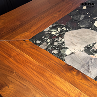 Table à manger minimaliste italienne NORYA en pierre véritable, structure en noyer noir de luxe, table à mâmelles pour salle à manger, meubles en bois massif
