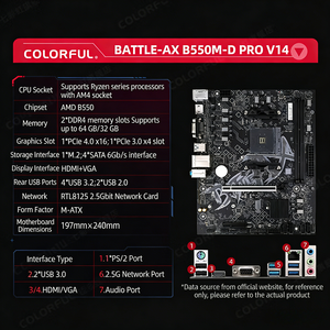 Tarjeta Madre Colorful BATTLE AX AMD <span class=keywords><strong>A75</strong></span> M ATX, Socket AM4, DDR4 32GB, PCIe 4.0, M.2 NVMe, LAN 2.5G, Wi-Fi, para PC de Juegos de 5000 - Product Image 2