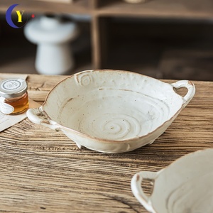 Creative Double Ear Ceramic Deep Dessert Plates Irregular Restaurant Club Salad <b>Soup</b> Plate Hotel Tableware - Product Image 3