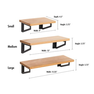 Gỗ Sồi Gỗ Gụ Nổi Kệ Tường Gắn Thiết Của 3 Hiển Thị Ledges Nổi Kệ Tường Gắn Thiết Của 3 - Product Image 5