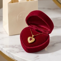 Collier en argent 925 plaqué or 18 carats avec pendentif cœur en grenat rouge naturel texturé soleil éclatant, luxe pour mariage ou anniversaire de janvier