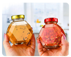 New LK Clear Cylindrical Borosilicate Glass Storage <b>Jar</b> with Wooden Spoon & Bamboo Lid Metal Collar Lid <b>for</b> <b>Jam</b> & Honey - Product Image 3