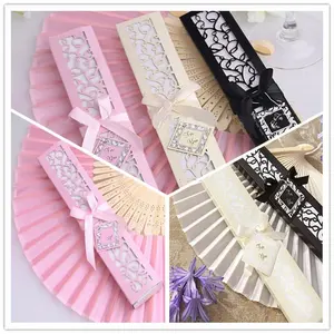 2024 Chinese Personalized Bamboo Folding Hand Fan Guest Giveaways Wedding Favors Gift Silk Fan