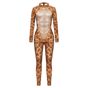 Combinaison verte en forme <span class=keywords><strong>de</strong></span> tigre, renard, girafe, Animal, impression 3D, combinaison Sexy, manches longues, discothèque, Bar, Cosplay, Costumes <span class=keywords><strong>de</strong></span> fête d'halloween - Product Image 5