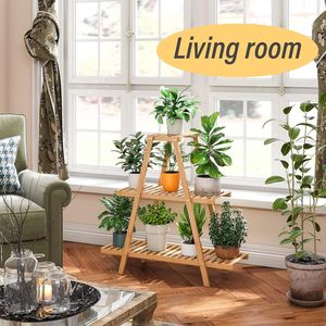 Support pour plantes en bambou, multifonctionnel, rectangulaire, pour balcon, intérieur et extérieur, étagère de rangement, design minimaliste, durable - Product Image 3