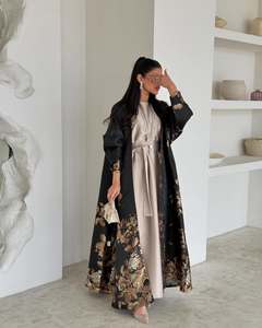 Mùa hè nóng bán khiêm tốn thiết kế tùy chỉnh hồi giáo satin abaya mở Đen Dubai - Product Image 4