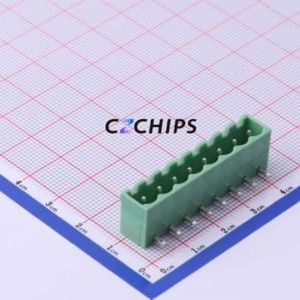 XY2500R-B-5.00-8P Plug-in Terminal Block Bent Lead Through Hole,P=5mm Connector Board-to-Board / Socket - Closed 1x8P 5mm Green - Product Image 1