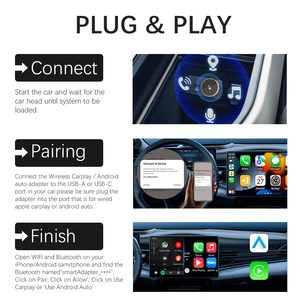 Adaptateur CarPlay sans fil 2 en 1, compatible avec Wired to Orange, contrôle CarPlay sans fil et Android Auto, plug & play - Product Image 6
