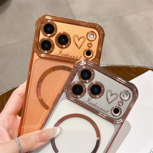 New Transparent Heart Magnetic Electroplated <b>Large</b> Window Phone Case for iPhone 17 Air 16 15 14 13 Pro Max Plus - Product Image 6