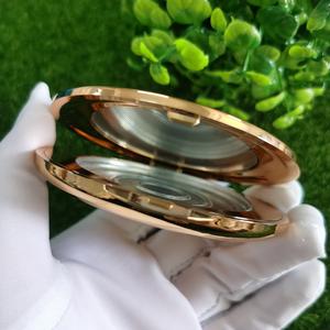 H005 özelleştirilmiş yedek altın ince toz kek kutusu Metal Oval kutu alüminyum ayna kozmetik ekran baskı logosu - Product Image 3