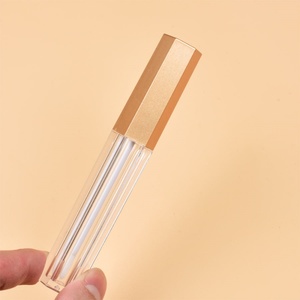 Lingka Stock Hexagon Shape Matte Rose Gold Black Cap <b>Square</b> Empty Lipgloss Tube Wholesale <b>Plastic</b> Lip Gloss <b>Container</b> No Logo - Product Image 5