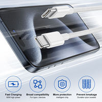 Cable Trenzado Blanco USB C a USB C PD 60W de Carga Rápida Cargador Original Tipo C de 1M 2M 3M con Cubierta de Nailon para Teléfono y Computadora
