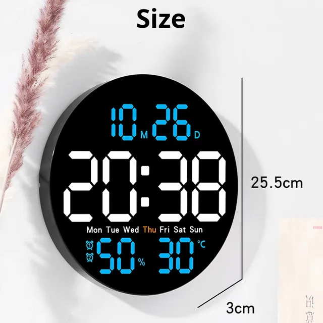 Minimalist Living Room Electronic Multifunctional Wall Clock with Temperature Humidity Display Silent Operation Chinese Date LED