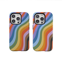 Coque de téléphone style bande arc-en-ciel - Adhésif magnétique deux-en-un pour recharge sans fil antichoc pour iPhone 17 16 15 14 13 12 11