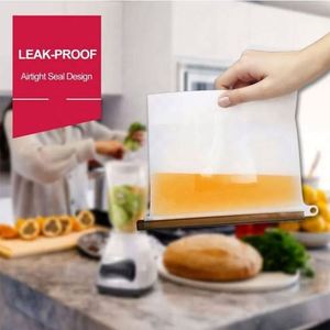 Wholesale Reusable Eco Friendly Leakproof Silicone Vacuum <b>Compressed</b> Food Storage <b>Bags</b> with Clear Ziplock for Kitchen Use - Product Image 5