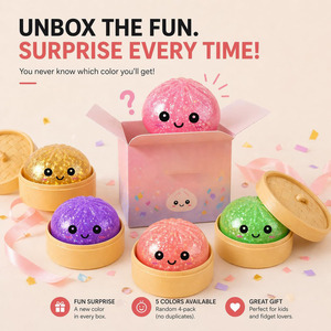 2026 Squeeze Toys <b>Squishy</b> Dumpling <b>Squishy</b> Bun Toys Steamed Smile Face Bao Dumplings Bun Stress Food Toys With Steamer Kit - Product Image 3