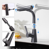 Robinet de cuisine à cascade noire de luxe moderne à poignée unique Robinets mélangeurs pour éviers de cuisine