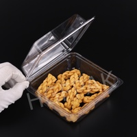 Boîte à hamburger carrée en plastique transparent jetable de 16 oz avec couvercle à charnière, boîte à pâtisserie transparente en RPET PET, conteneur alimentaire à emporter