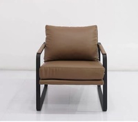 Fauteuil de salon moderne en cuir PU carré avec structure métallique, chaise de loisirs individuelle pour chambre à coucher