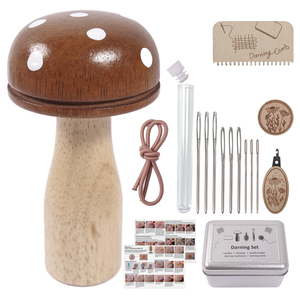 Nuevo Diseño de <span class=keywords><strong>Kit</strong></span> de Hongo de Zurcido de Madera Lisa con Agujas, Enhebrador y Peine en Caja de Regalo para el Día de la Madre - Product Image 1