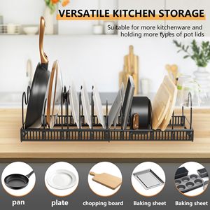 Metal <b>Pots</b> and Pans Organizer Durable Expandable Kitchen Cabinet Organizer <b>Pots</b> and Pans Storage Holder - Product Image 3