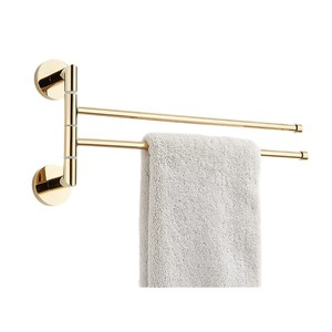 Porte-serviettes rotatif en acier inoxydable 304 à double barre, support mural pour serviettes de salle de bain - Product Image 5