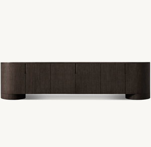 Juego de Muebles de Sala de Estar de Lujo Estilo Americano, Mueble para TV de Madera Sólida de Roble, Consola Moderna de 6 Puertas - Product Image 6