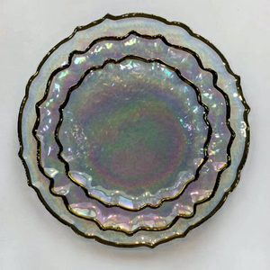 Nouvel ensemble de sous-assiettes élégantes en verre or, argent et or rose pour fêtes, vente en gros 2023 - Product Image 6