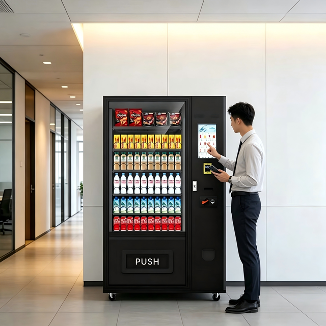 Touchscreen Steel Automatic Vending Machine with Coin Change Smart Snack & Drink Dispensing Cashless Payment SDK Enabled