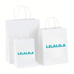 Sac cadeau en papier kraft blanc écologique recyclable de luxe personnalisable avec logo - Product Image 2