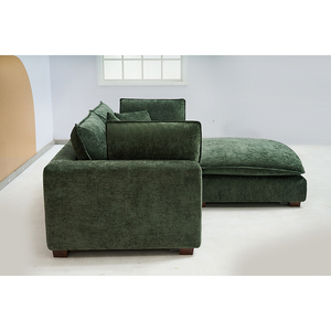 Canapé modulaire Olive Green Down 4 pièces 6 pièces Cloud avec pieds en bois de luxe - Product Image 4