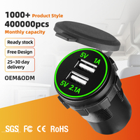 Prise de charge double USB étanche DC12/24V 3.1A avec indicateur LED et couvercle rabattable pour bateau, camping-car, moto