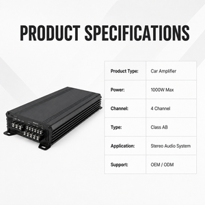 Amplificateur de voiture 4 canaux classe AB 1000W max, amplificateur audio stéréo pour système de haut-parleurs de voiture, service OEM ODM personnalisé E1004 - Product Image 5