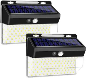 Nuove luci solari a LED 206 luci di sicurezza con sensore di movimento ecologico per esterni con lampada da parete a energia solare grandangolare 270
