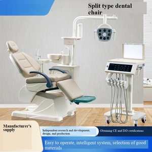Fauteuil dentaire électrique pliant de luxe approuvé, avec plateau à instruments mobile en métal et plastique, lampe à capteur LED, 2/4 trous pour dentiste - Product Image 1