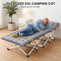 Lit de camping pliable portable en tissu Oxford avec tube en alliage d'aluminium, capacité de charge lourde de 200 kg (440 lb)