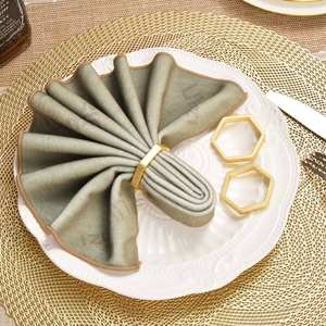 Anneaux de serviette hexagonaux luxueux, décoration de table à manger de style occidental minimaliste en or, thème créatif pour des ambiances esthétiques - Product Image 3