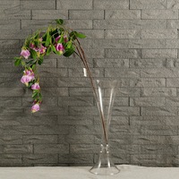 Offre Spéciale grand vase en verre transparent trompette réversible vase d'arrangement de fleurs pour morden décoration de centre de table de mariage vente en gros