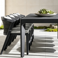 Ensemble de table et de chaises d'extérieur en aluminium contemporain, ensemble de meubles de salle à manger pour jardin, terrasse, restaurant, hôtel