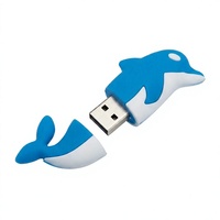 Clé USB en forme de dauphin bleu et blanc, en PVC souple, design séparé, pour cadeau promotionnel