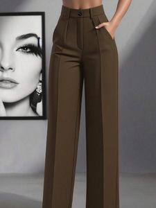 <span class=keywords><strong>Pantaloni</strong></span> da <span class=keywords><strong>Donna</strong></span> a Vita Alta e Gamba Dritta, Tessuto Morbido e Fluido, <span class=keywords><strong>Pantaloni</strong></span> Eleganti Minimalisti per l'Ufficio - Product Image 1